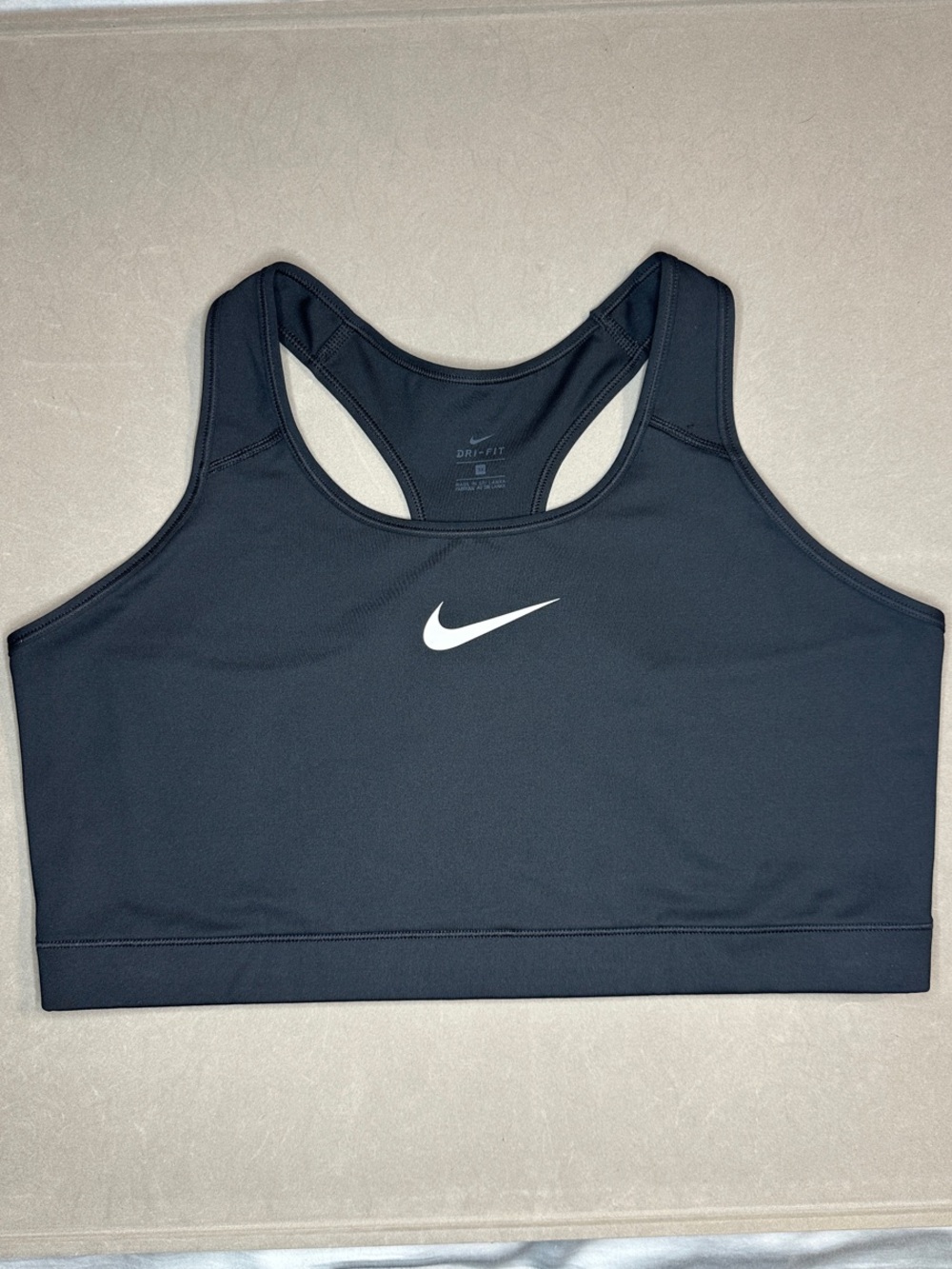 Nike Black Sports Bra with White Swoosh Logo 3X